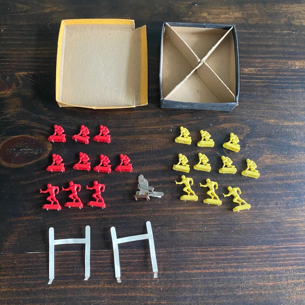 Vintage Electric Football Replacement Pieces Red Yellow Players Goalposts Kicker